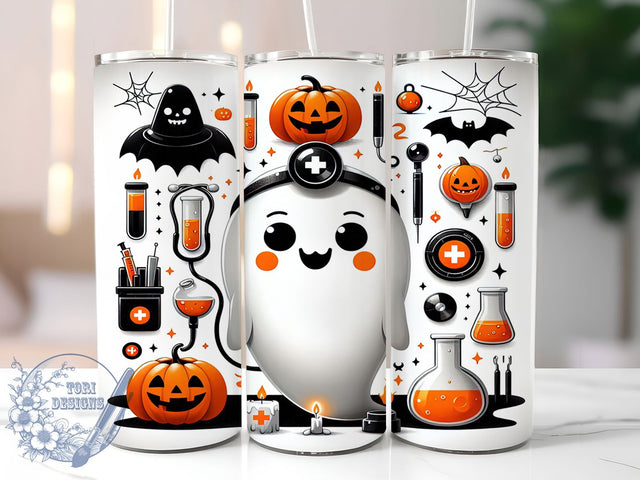 Cute Doctor Ghost Halloween Tumbler, Doctor Ghost Cup, 20Oz Tumbler Wrap, Spooky Medical Drinkware, Sublimation Tumbler Design, Halloween Nurse Mug, Adorable Ghost Tumbler Sublimation ToriDesigns 