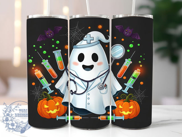 Cute Doctor Ghost Halloween Tumbler, Doctor Ghost Cup, 20Oz Tumbler Wrap, Spooky Medical Drinkware, Sublimation Tumbler Design, Halloween Nurse Mug, Adorable Ghost Tumbler Sublimation ToriDesigns 