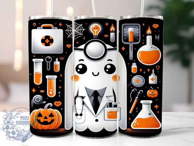 Cute Doctor Ghost Halloween Tumbler, Doctor Ghost Cup, 20Oz Tumbler Wrap, Spooky Medical Drinkware, Sublimation Tumbler Design, Halloween Nurse Mug, Adorable Ghost Tumbler Sublimation ToriDesigns 