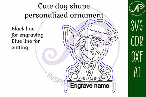 Cute Dog Christmas Ornament SVG laser cut design 2 SVG APInspireddesigns 