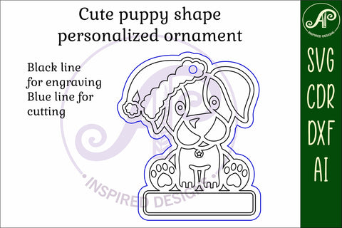 Cute Dog Christmas Ornament SVG laser cut SVG APInspireddesigns 