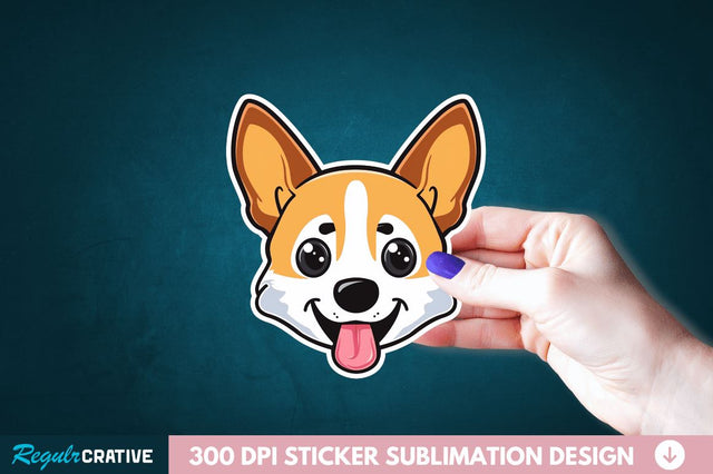 Cute Dog Face Sticker Clipart Sublimation Regulrcrative 