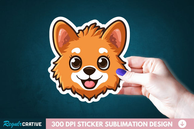 Cute Dog Face Sticker Clipart Sublimation Regulrcrative 