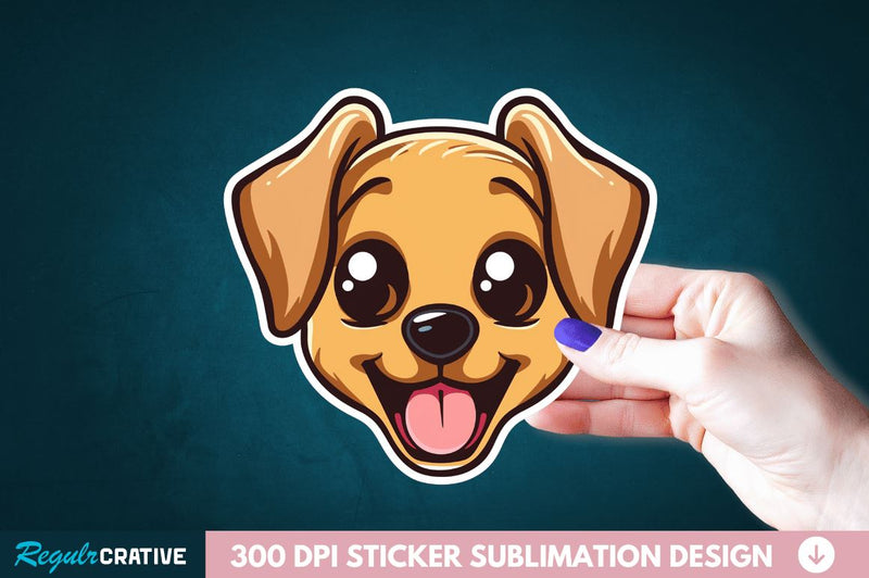 Cute Dog Face Sticker Clipart Sublimation Regulrcrative 