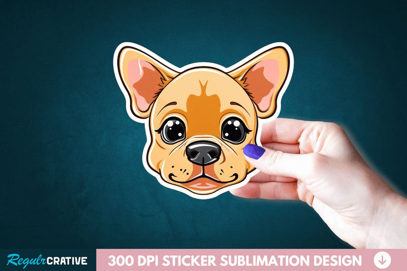 Cute Dog Face Sticker Clipart Sublimation Regulrcrative 