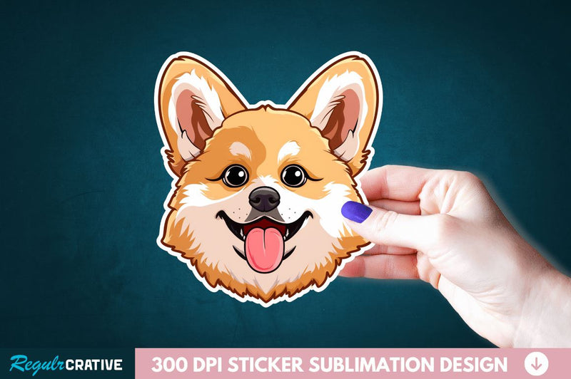 Cute Dog Face Sticker Clipart Sublimation Regulrcrative 