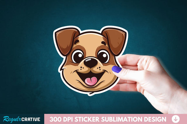 Cute Dog Face Sticker Clipart Sublimation Regulrcrative 