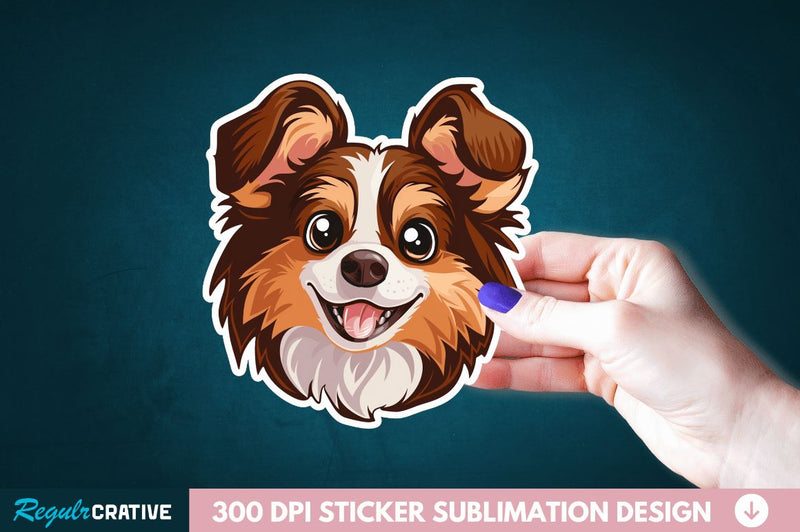 Cute Dog Face Sticker Clipart Sublimation Regulrcrative 
