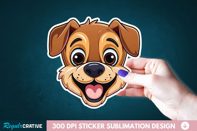 Cute Dog Face Sticker Clipart Sublimation Regulrcrative 