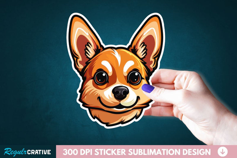 Cute Dog Face Sticker Clipart Sublimation Regulrcrative 