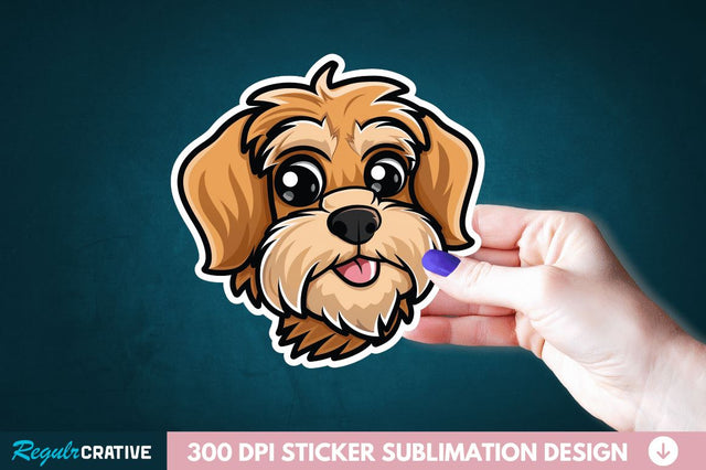 Cute Dog Face Sticker Clipart Sublimation Regulrcrative 