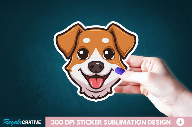 Cute Dog Face Sticker Clipart Sublimation Regulrcrative 