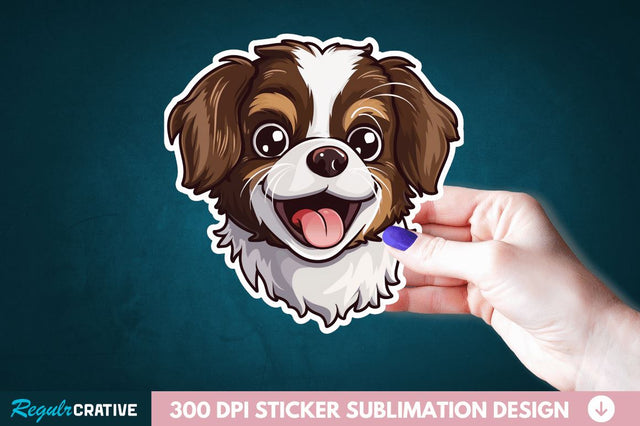 Cute Dog Face Sticker Clipart Sublimation Regulrcrative 