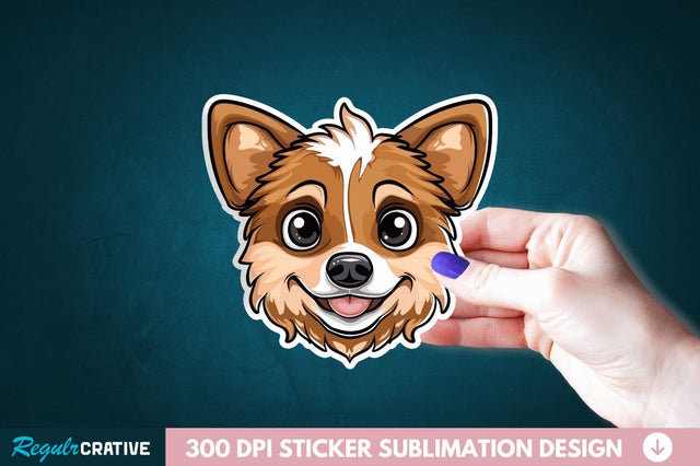 Cute Dog Face Sticker Clipart Sublimation Regulrcrative 