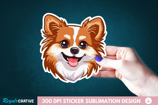 Cute Dog Face Sticker Clipart Sublimation Regulrcrative 