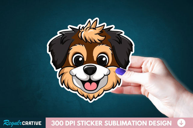 Cute Dog Face Sticker Clipart Sublimation Regulrcrative 