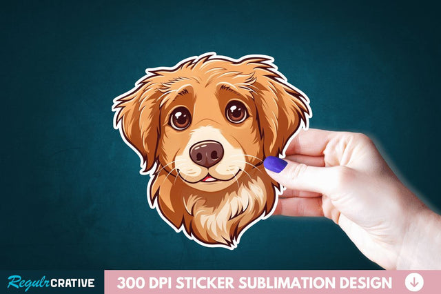 Cute Dog Face Sticker Clipart Sublimation Regulrcrative 