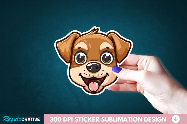 Cute Dog Face Sticker Clipart Sublimation Regulrcrative 