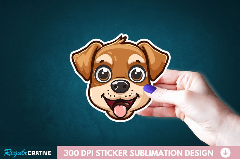Cute Dog Face Sticker Clipart Sublimation Regulrcrative 