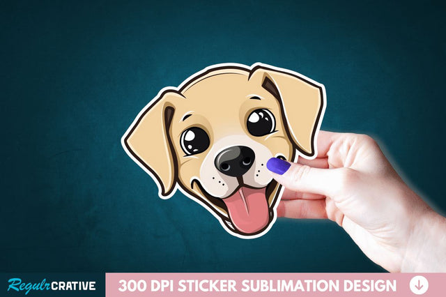 Cute Dog Face Sticker Clipart Sublimation Regulrcrative 