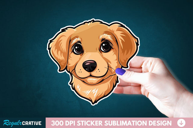 Cute Dog Face Sticker Clipart Sublimation Regulrcrative 