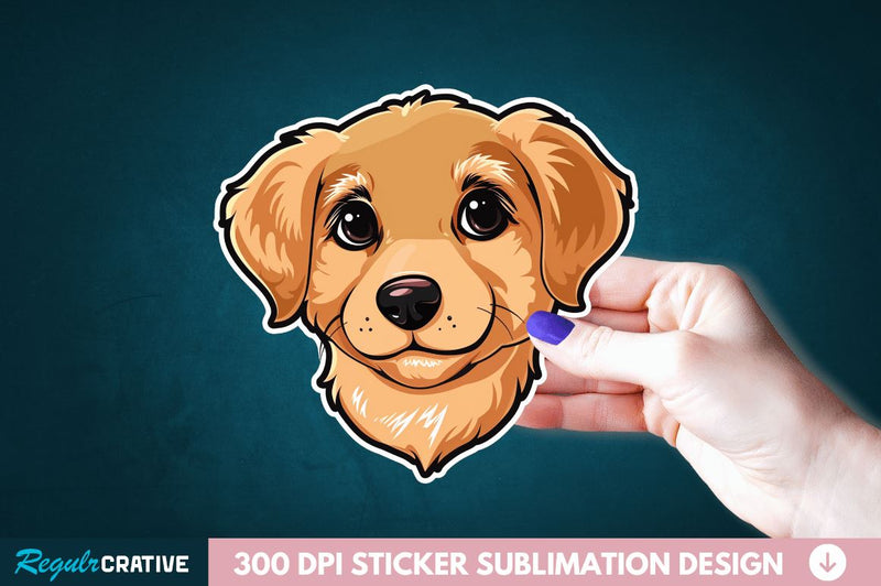 Cute Dog Face Sticker Clipart Sublimation Regulrcrative 