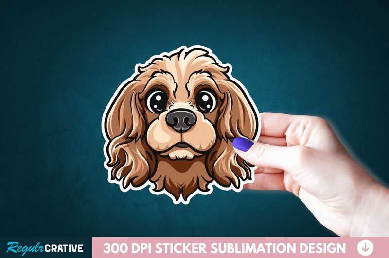 Cute Dog Face Sticker Clipart Sublimation Regulrcrative 