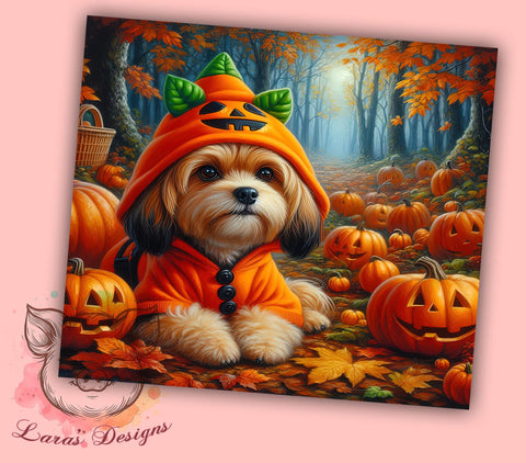 Cute Dog Halloween 20 oz Skinny Tumbler Sublimation Design, Straight & Tapered Tumbler Png, Pumpkin Dog Tumbler Png, Digital Download PNG Sublimation Lara' s Designs 