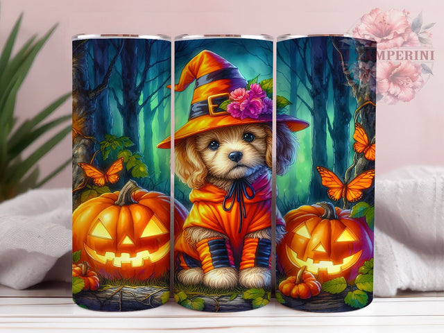 Cute Dog Halloween 20oz Tumbler Wrap PNG, Pumpkin Dog Tumbler PNG Sublimation Design, Straight & Tapered Tumbler Wrap, Instant Digital Download Sublimation Li Zamperini 