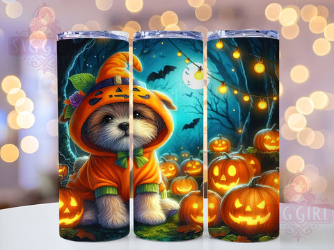 Cute Dog Halloween 20oz Tumbler Wrap Sublimation Design, Straight Tapered Tumbler Wrap, Halloween Dog Tumbler Png, Instant Digital Download Sublimation SvggirlplusArt 