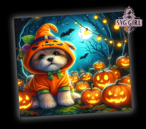 Cute Dog Halloween 20oz Tumbler Wrap Sublimation Design, Straight Tapered Tumbler Wrap, Halloween Dog Tumbler Png, Instant Digital Download Sublimation SvggirlplusArt 