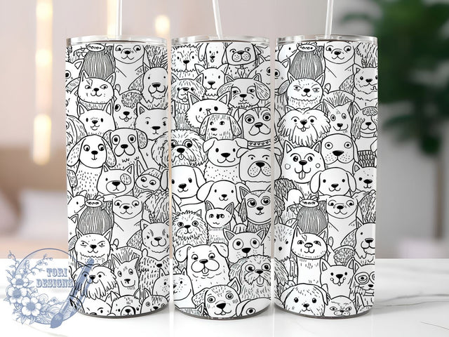 Cute Dog Lover 20oz Tumbler Wrap, Cute Dog Design, 20oz Cup Wrap, Sublimation Drinkware, Pet Owner Gift, Puppy Pattern Tumbler, Animal Print Cup Sublimation ToriDesigns 