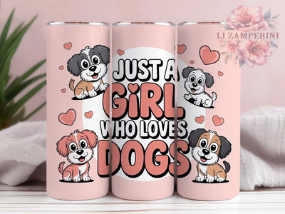 Cute Dog Lover Girl Tumbler, Girl Theme, Cute Wrap, Sublimation Art, 20oz Tumbler, Bold Pattern, Stylish Design Sublimation Li Zamperini 
