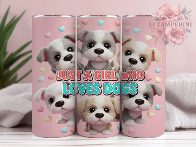 Cute Dog Lover Girl Tumbler, Girl Theme, Cute Wrap, Sublimation Art, 20oz Tumbler, Bold Pattern, Stylish Design Sublimation Li Zamperini 