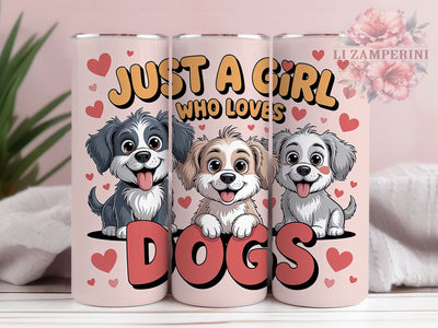 Cute Dog Lover Girl Tumbler, Girl Theme, Cute Wrap, Sublimation Art, 20oz Tumbler, Bold Pattern, Stylish Design Sublimation Li Zamperini 
