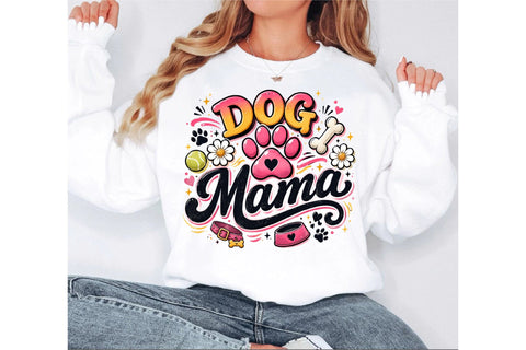 Cute Dog Mama Paw Print Typography Pet Lover Clipart Sublimation SVGArt 