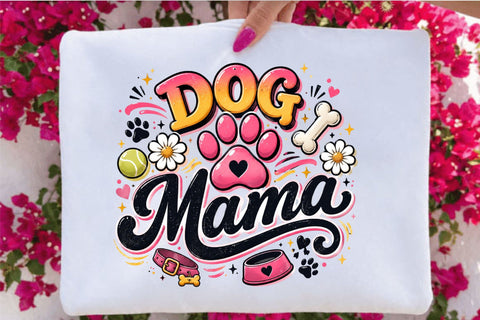 Cute Dog Mama Paw Print Typography Pet Lover Clipart Sublimation SVGArt 