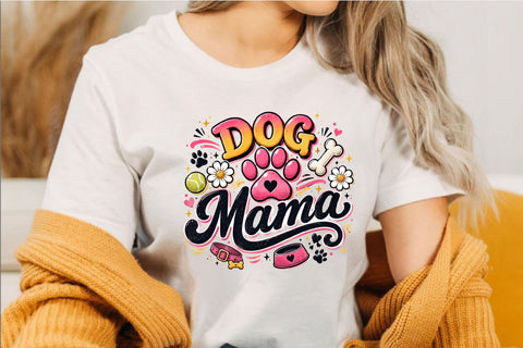 Cute Dog Mama Paw Print Typography Pet Lover Clipart Sublimation SVGArt 