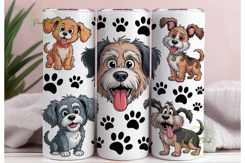Cute Dog Mom Dad 20oz Tumbler Wrap Sublimation PixelChick 