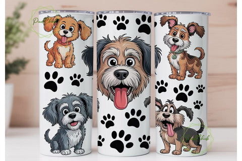Cute Dog Mom Dad 20oz Tumbler Wrap Sublimation PixelChick 