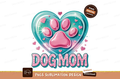Cute Dog Mom Heart Paw Design Sublimation Designangry 