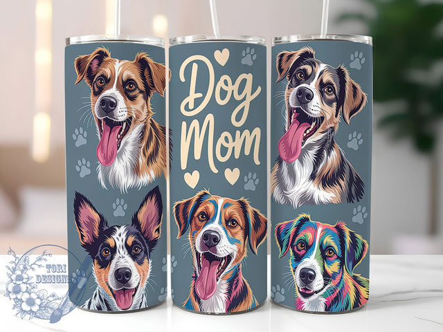Cute Dog Mom Tumbler Wrap Design, Pet Lover Gift, 20oz Tumbler Wrap, Dog Mom Sublimation, Cute Dog Tumbler, Animal Lover Tumbler, Sublimation Wrap Design Sublimation ToriDesigns 