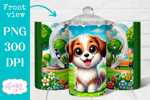 Cute dog sippy cup sublimation PNG | baby 12oz Kids tumbler Sublimation Amorclipart 