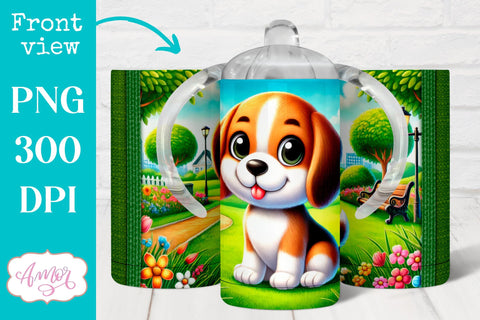 Cute dog sippy cup sublimation PNG | baby 12oz Kids tumbler Sublimation Amorclipart 