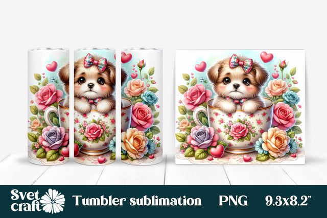 Cute dog sublimation tumbler design Sublimation Svetana Studio 
