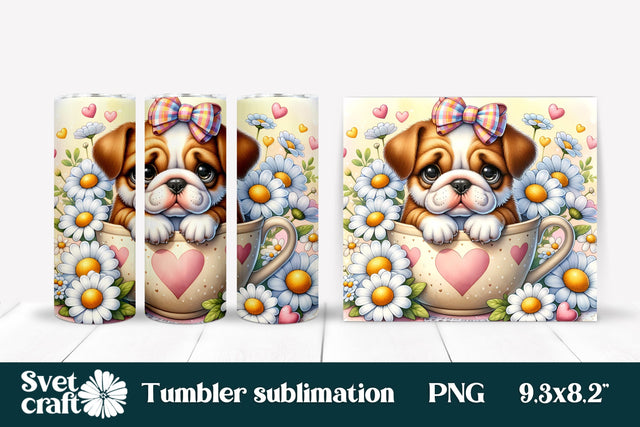 Cute dog sublimation tumbler design wrap 20 Oz Sublimation Svetana Studio 