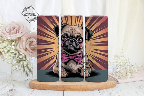 Cute Dog with Bow Tie 20oz Tumbler Wrap Sublimation sassyprint 