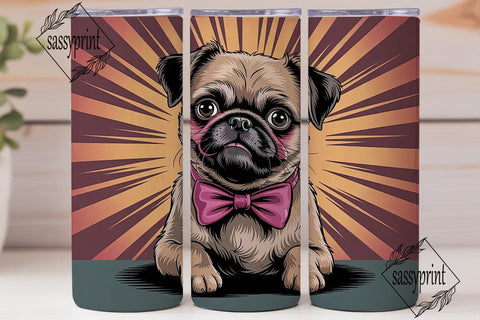 Cute Dog with Bow Tie 20oz Tumbler Wrap Sublimation sassyprint 