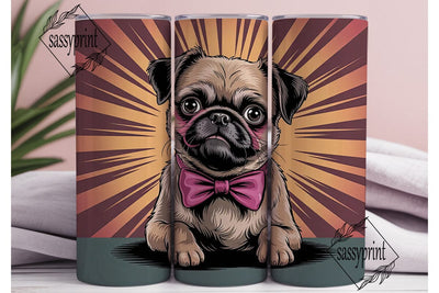 Cute Dog with Bow Tie 20oz Tumbler Wrap Sublimation sassyprint 