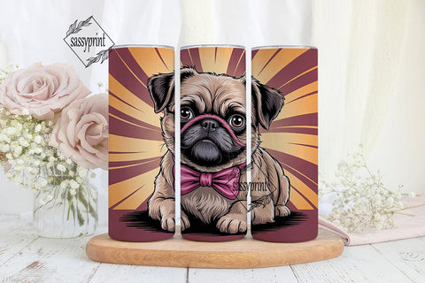 Cute Dog with Bow Tie 20oz Tumbler Wrap Sublimation sassyprint 
